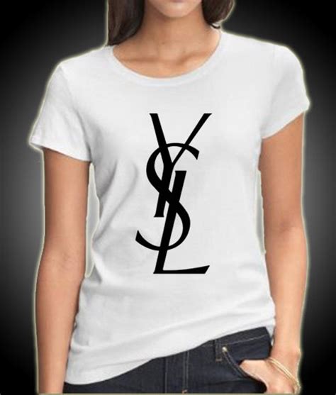 white ysl logo t shirt|ysl logo t shirt women.